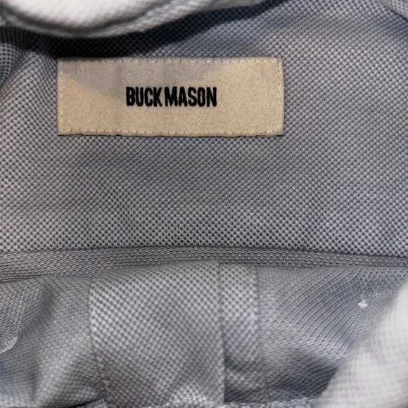 Buck Mason Mens Short Sleeve Polo Shirt Size XL Light Blue Button Down Collar - Picture 4 of 8